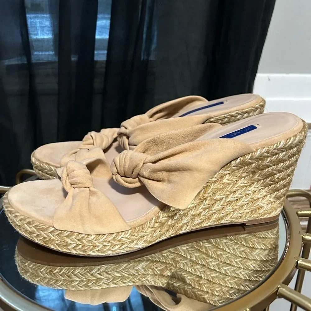Stuart Weitzman Sarina Suede Espadrille Wedge Sandals
